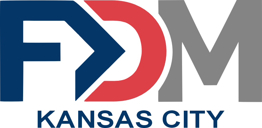 Logo with 'FDM Kansas City' text and a stylized design featuring blue, red, and gray colors.