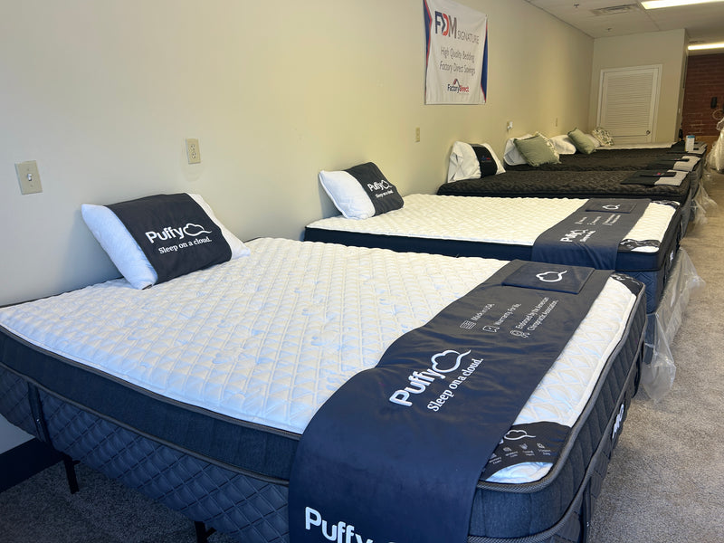 Puffy and Everest Bed in Box Mattresses showroom at Factory Direct Mattress KCK