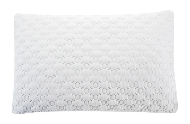 Textured white Mlily pillow on a white background