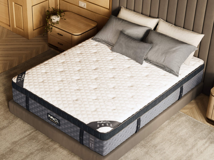 Puffy Royal Hybrid mattress angle view from Factory Direct Mattress KCK